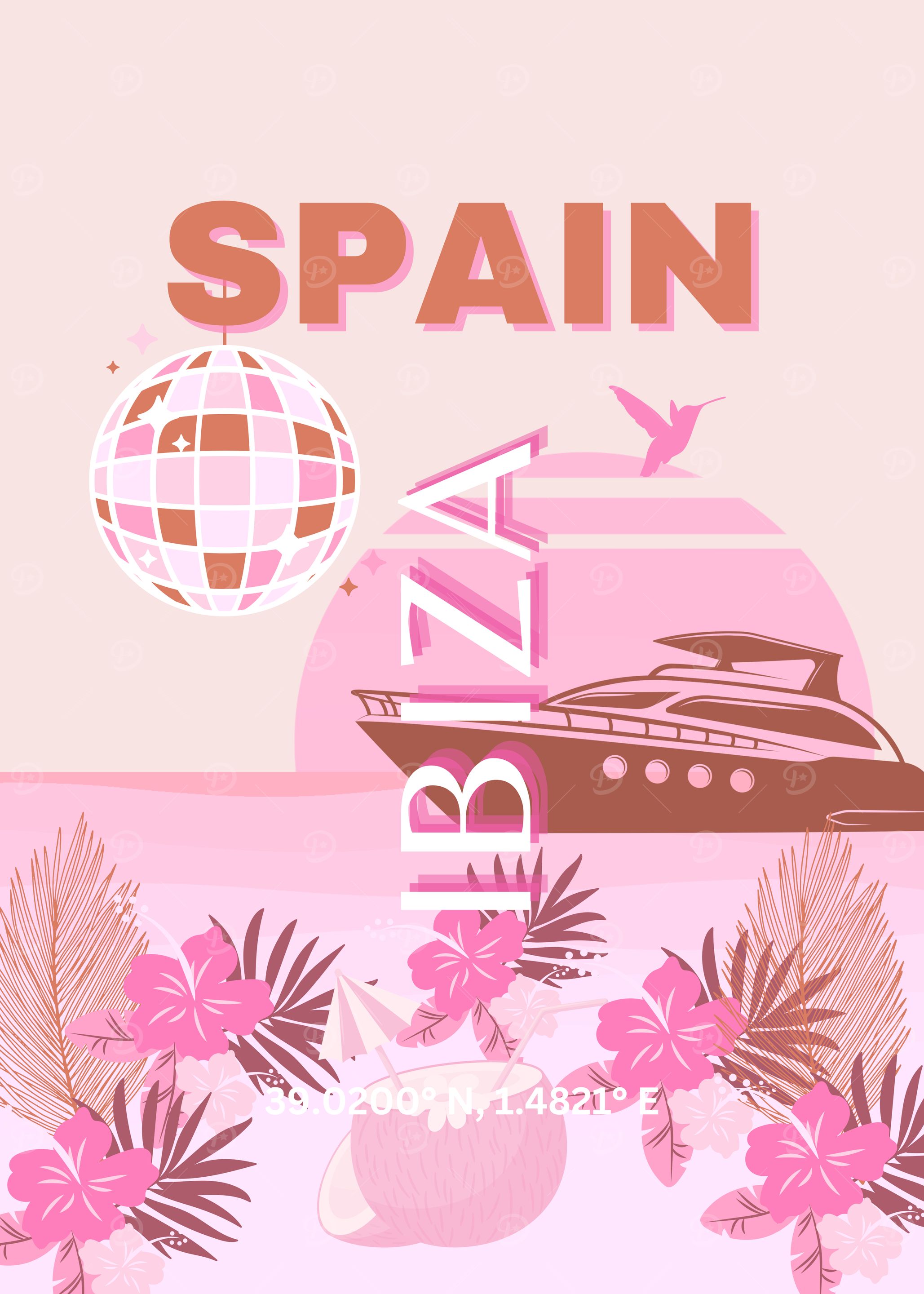 Spain, Ibiza travel poster