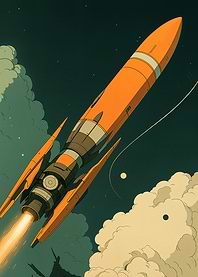 Retro Rocket Launching Through Clouds
