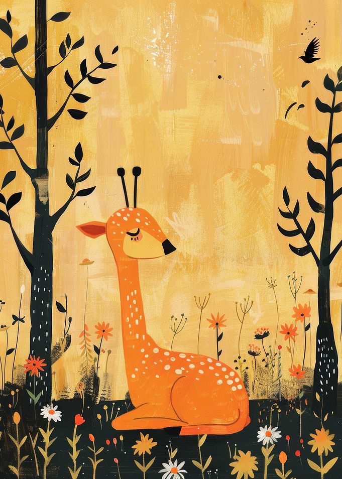 Resting Deer in a Sunny Meadow