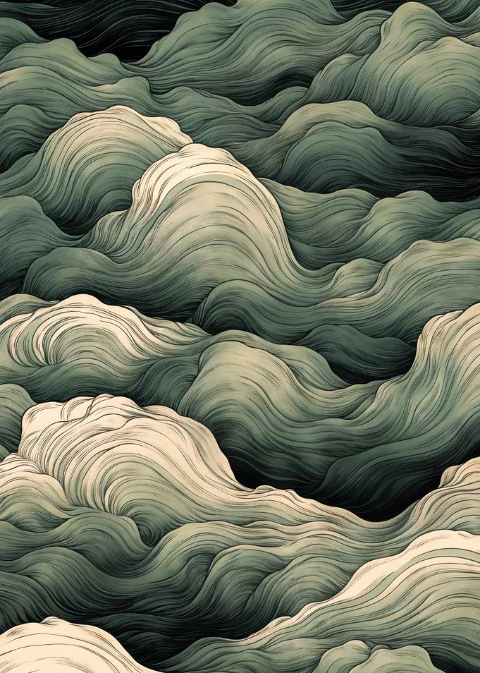 Japandi Wall Art Sage green Wall Art Nouveau Print in the style of a William Morris print Wabi Sabi inspired