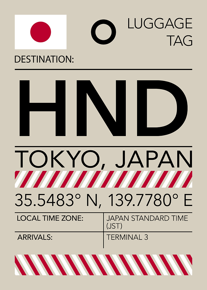 HND Tokyo, Japan Airport Luggage Tag