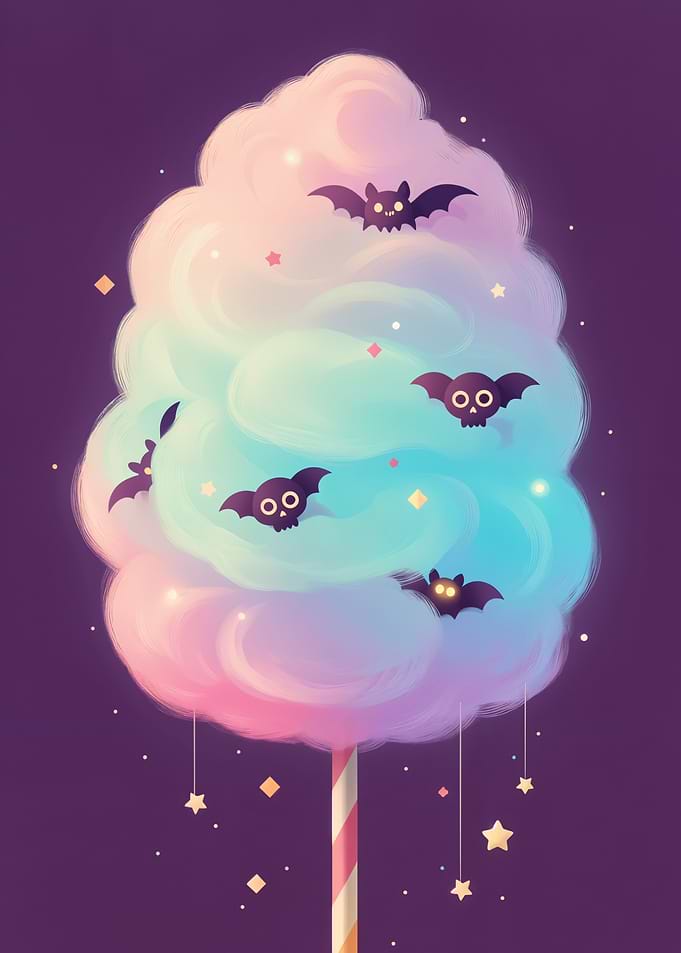 Halloween Cotton Candy with Bats