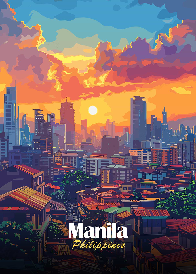 Manila Philippines Cityscape at Sunset