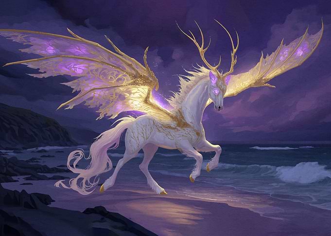 Winged Unicorn Antlers Beach