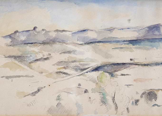 Watercolor Landscape with Mountains