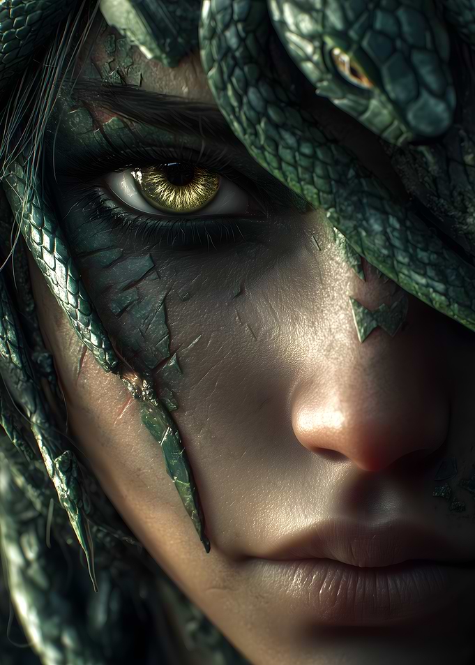Medusa Portrait with Snakes
