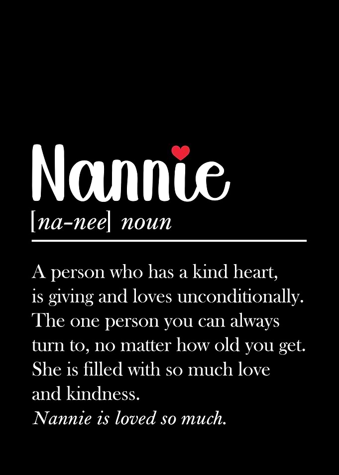 Nannie Definition – Heartfelt Grandmother Appreciation Wall Art