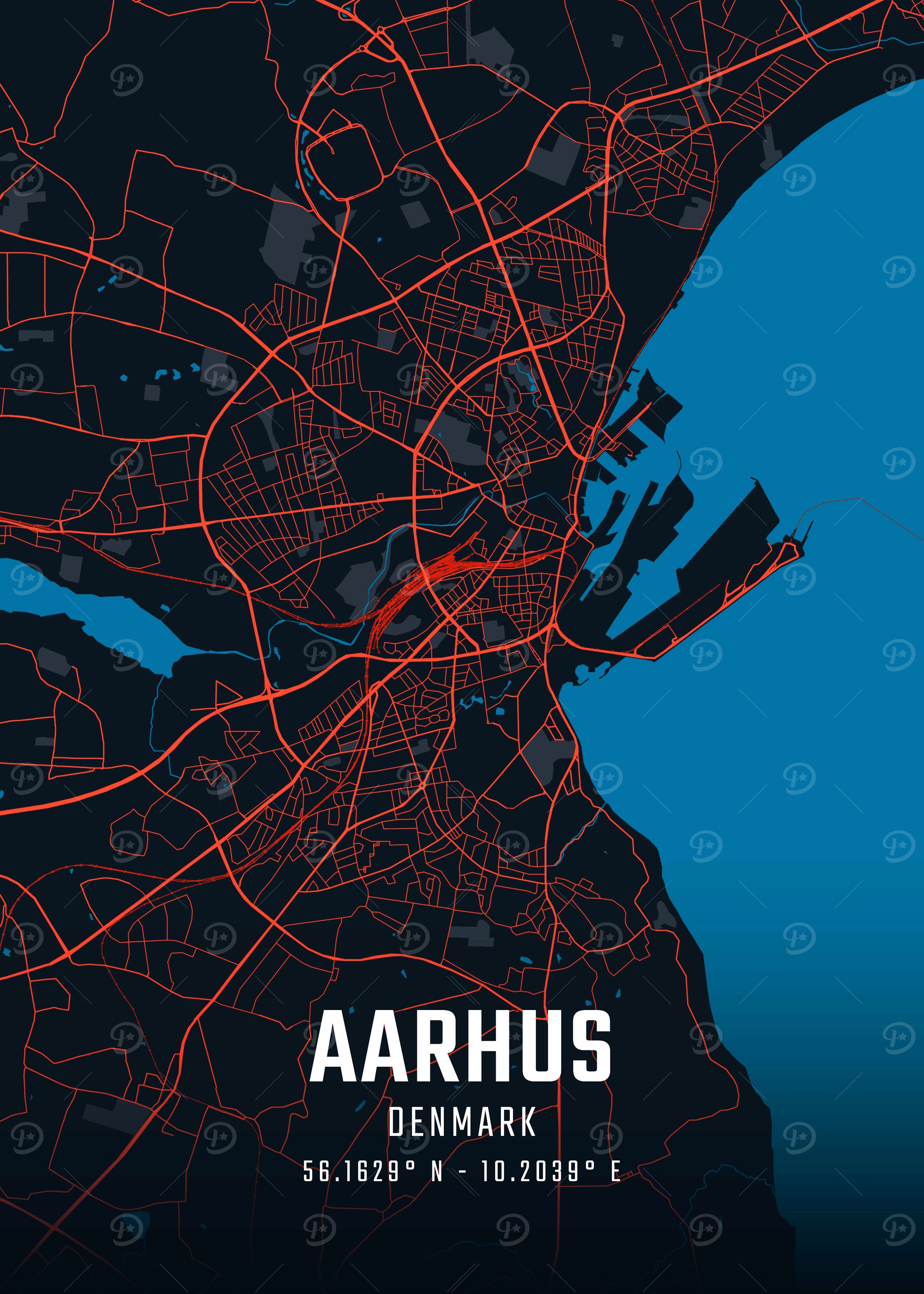 Aarhus Red & Blue City Map