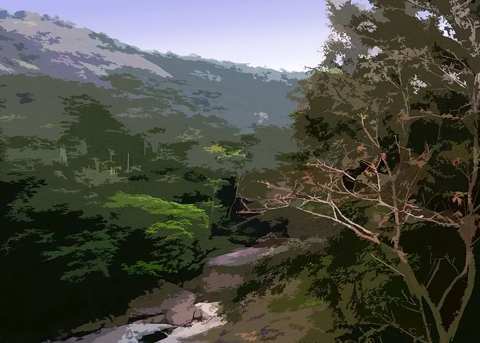 Lush Forest Landscape with Stream FG3