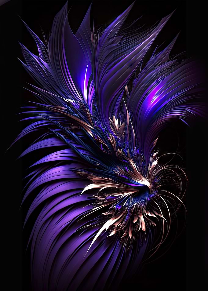 Abstract Purple and Gold Floral Design