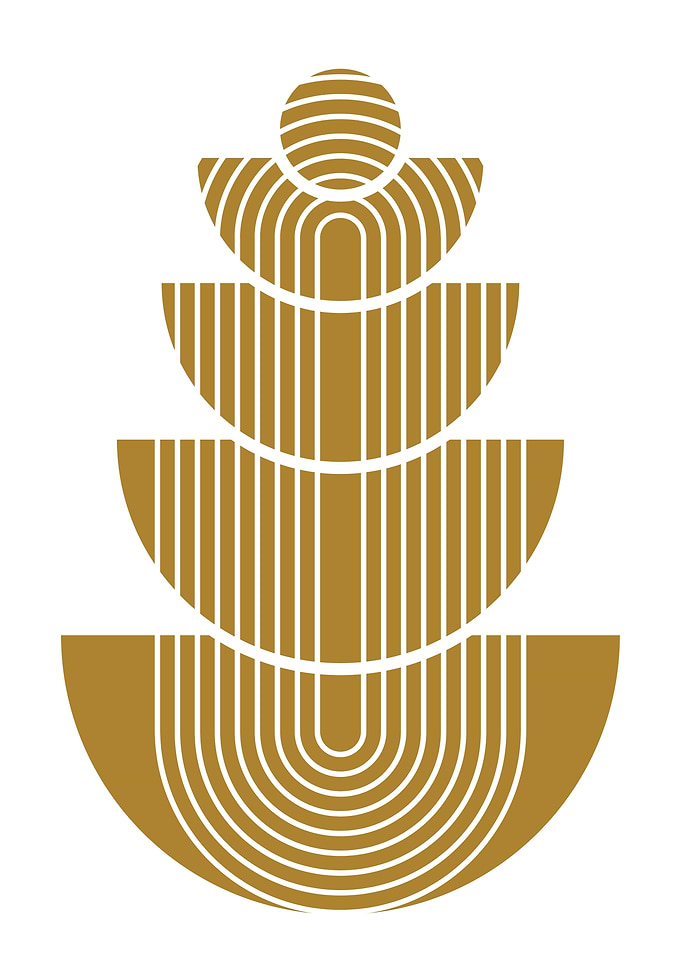 Abstract Geometric Golden Tower Illustration