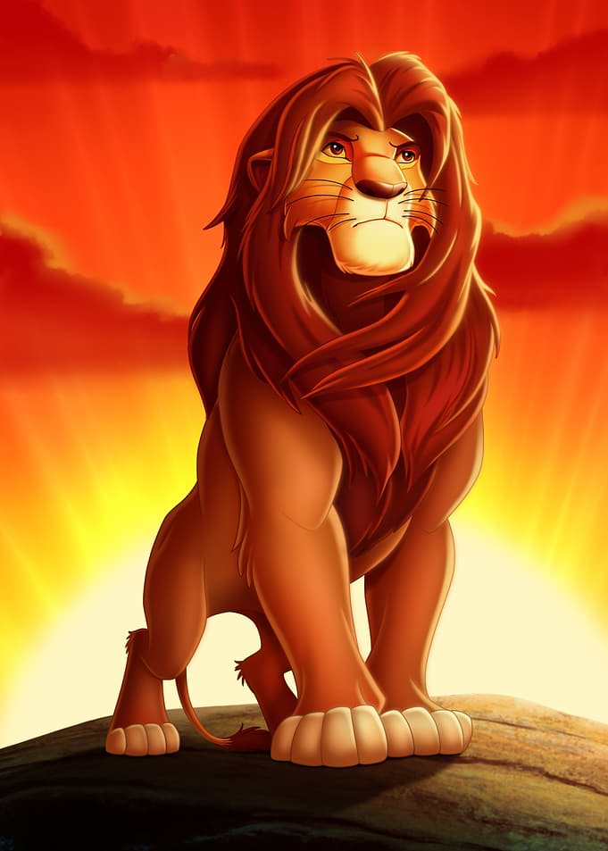 Adult Simba African Serengeti Sunset