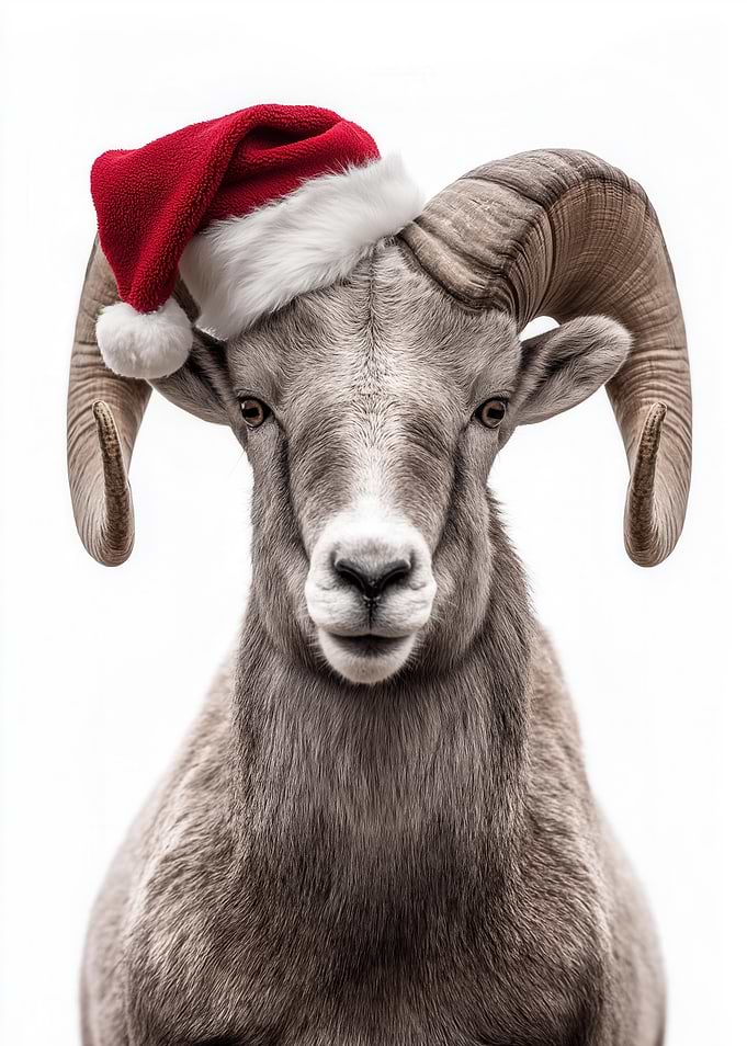 Ram with Santa Hat