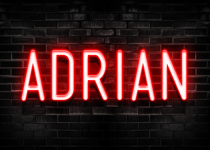 Adrian Neon Sign on Brick Wall