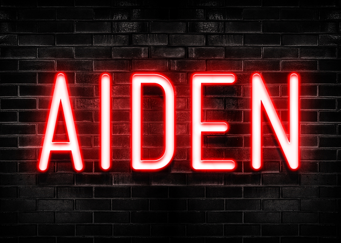 Aiden Neon Sign on Brick Wall