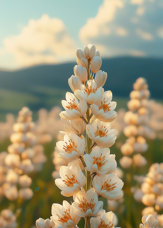 White Flowers in a Field