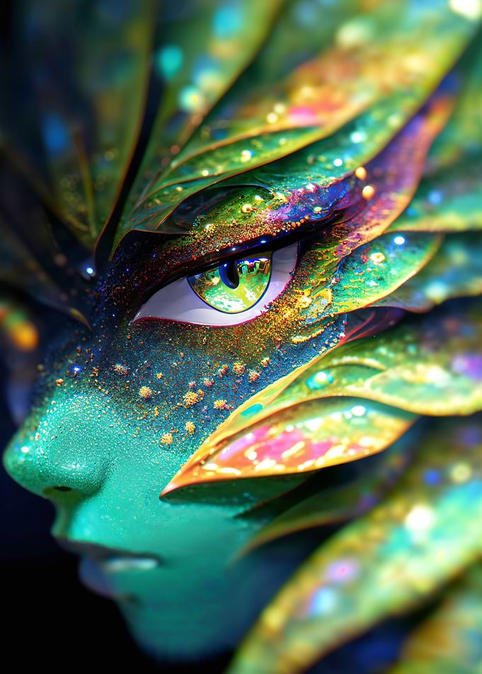 Mystical Green Creature Close-Up