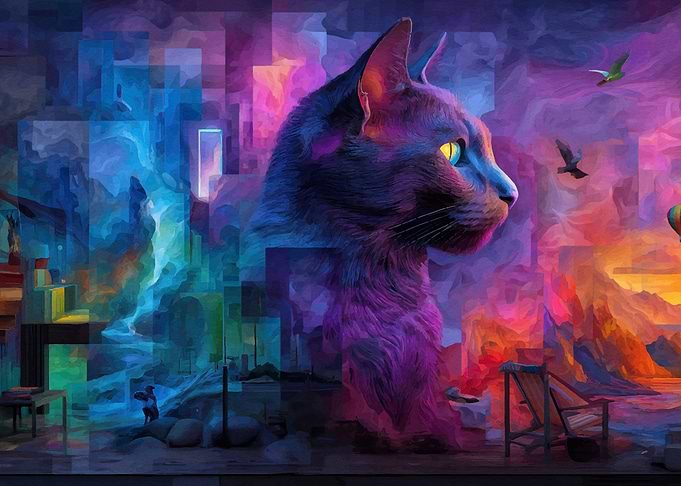 Abstract Cat Landscape