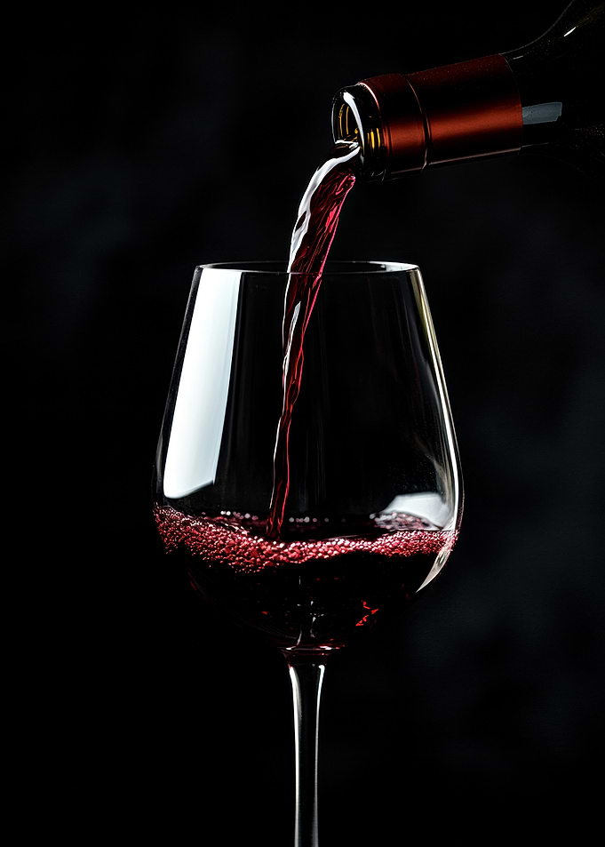 Pouring Red Wine into Glass
