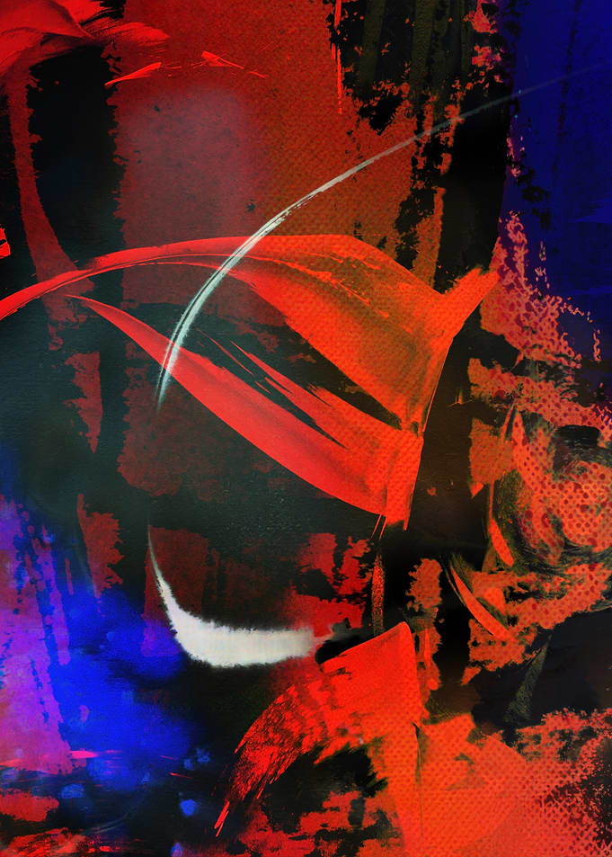 Abstract Red and Blue Brushstrokes