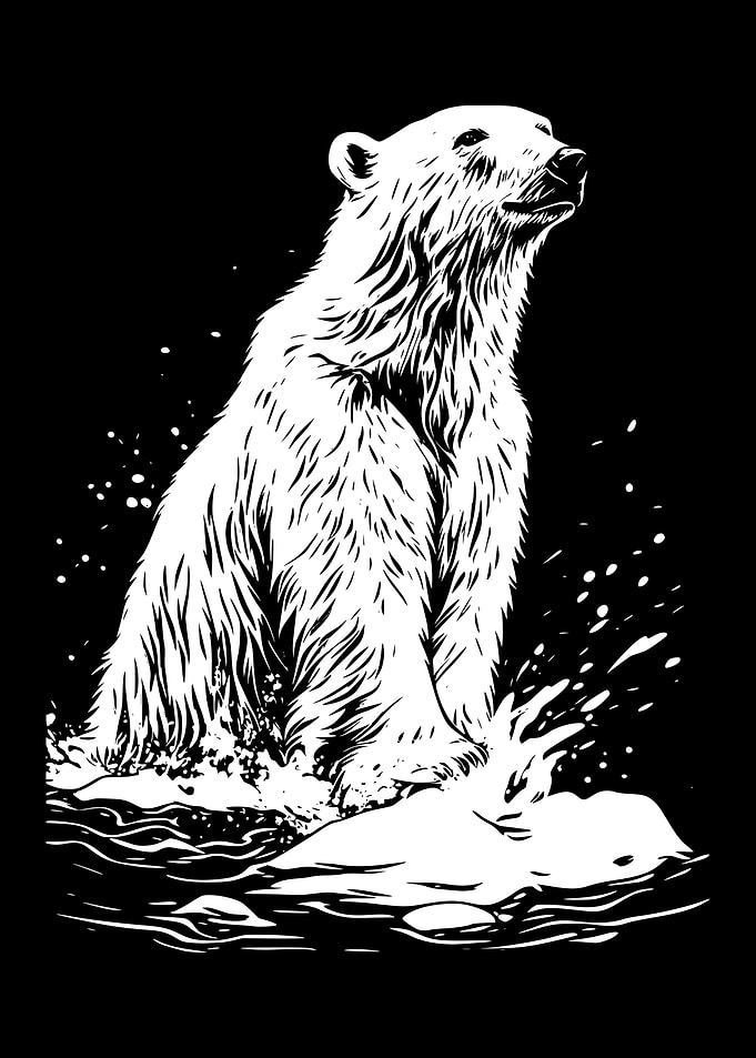 Monochrome Polar Bear Illustration