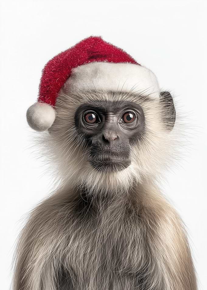 Christmas Langur wearing a Santa hat