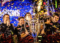 Esports Team Victory with Trophy
