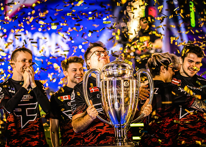Esports Team Victory with Trophy