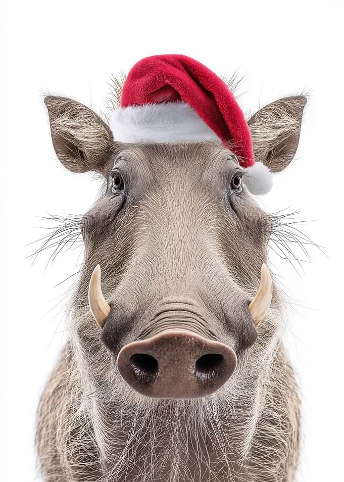 Christmas Warthog with Santa Hat
