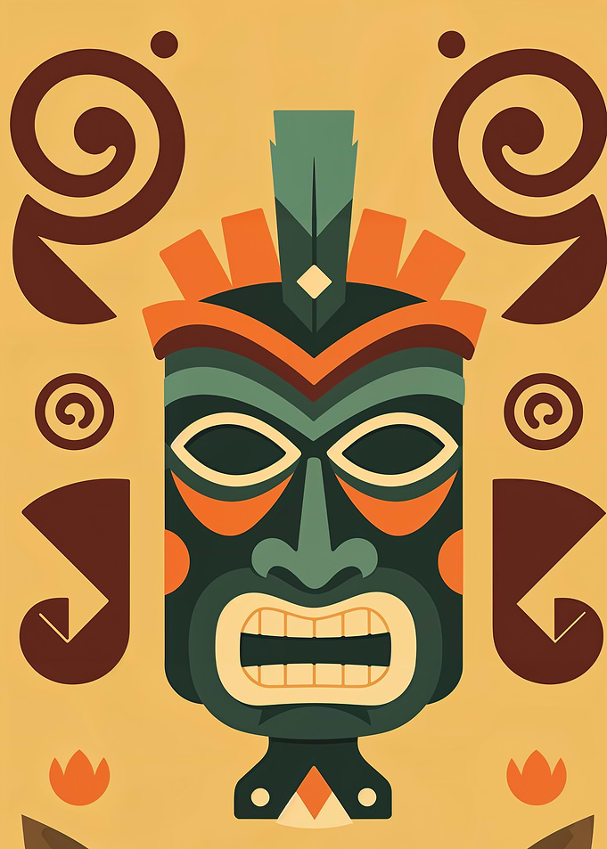 Colorful Tiki Mask Illustration