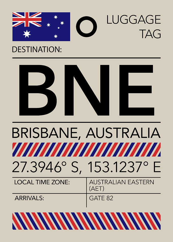 BNE Brisbane, Australia Airport Luggage Tag