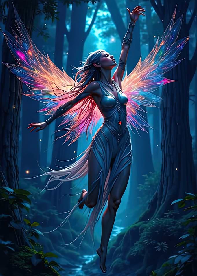 Enchanting Forest Fairy with Colorful Wings