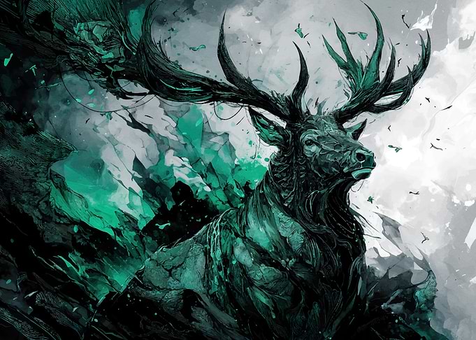 Emerald Deer Abstract Digital