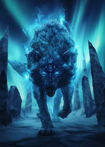 Mystical Blue Wolf