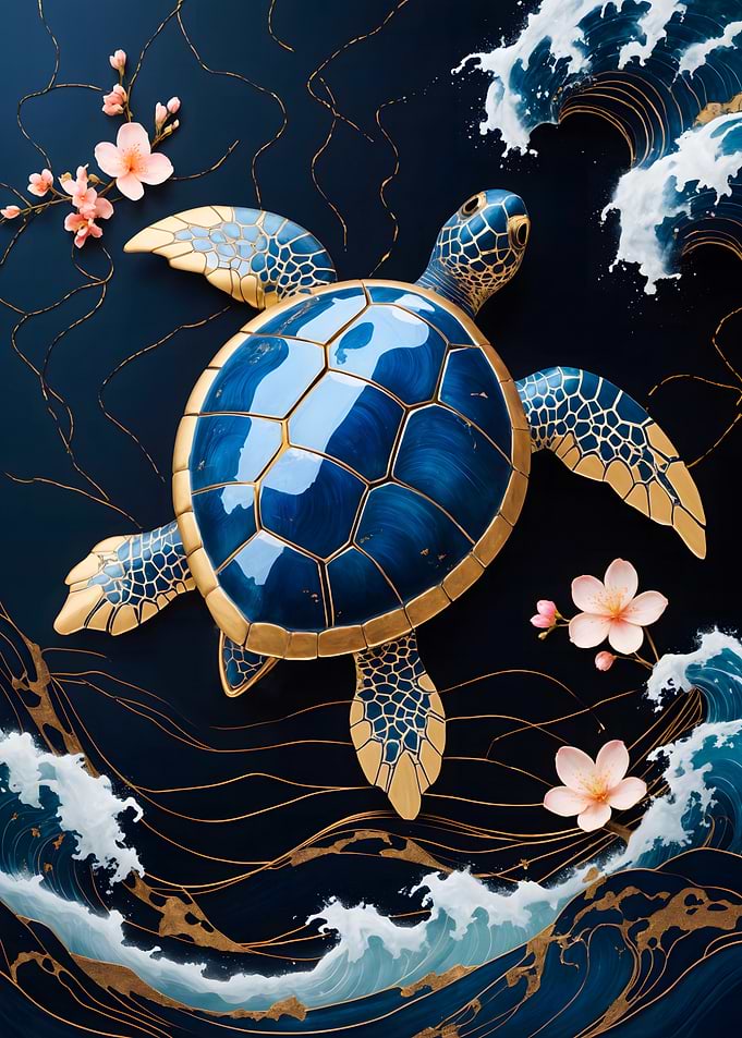 Turtle Gold Kintsugi Art