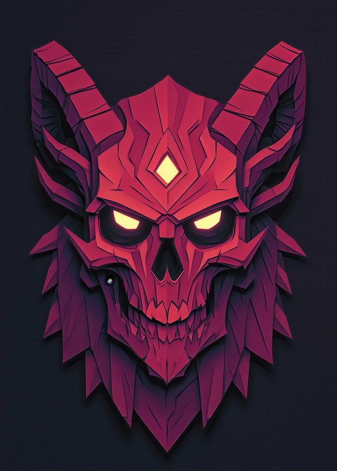 Red Demon Skull with Horns