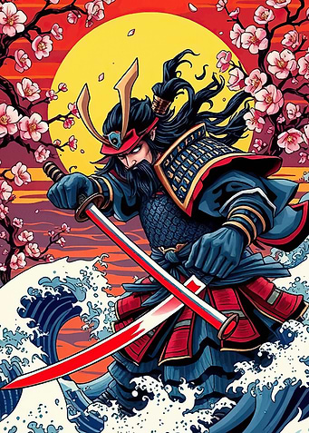 Samurai Warrior Cherry Blossoms
