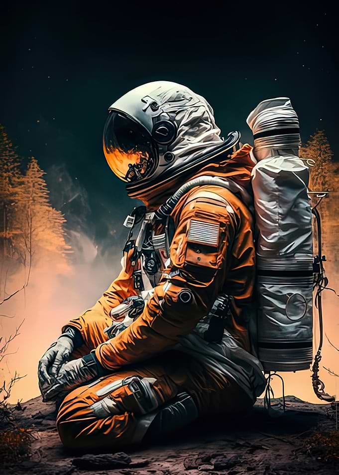 Lost Astronaut in Forest