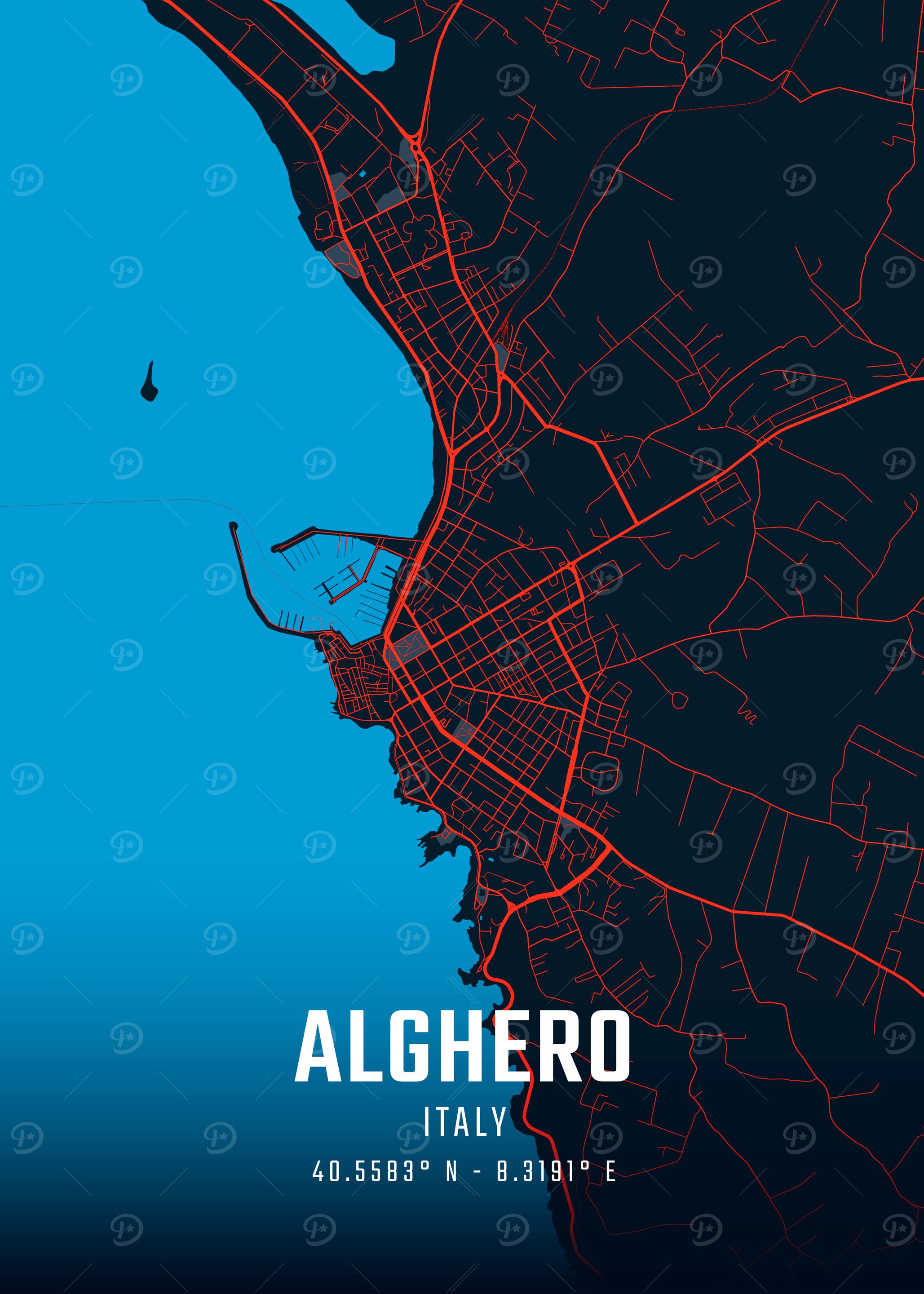 Alghero, Italy City Map