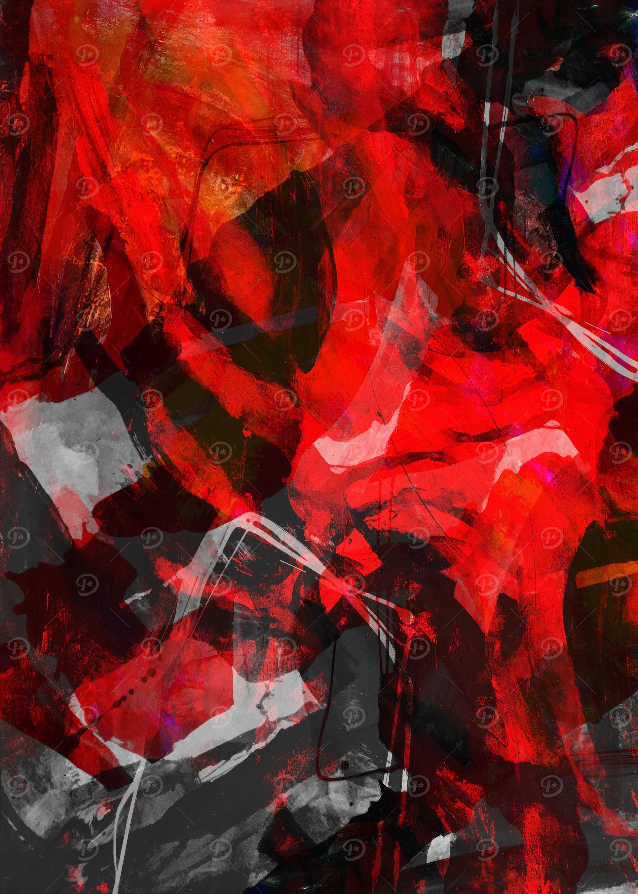 Abstract Red and Gray Painting
