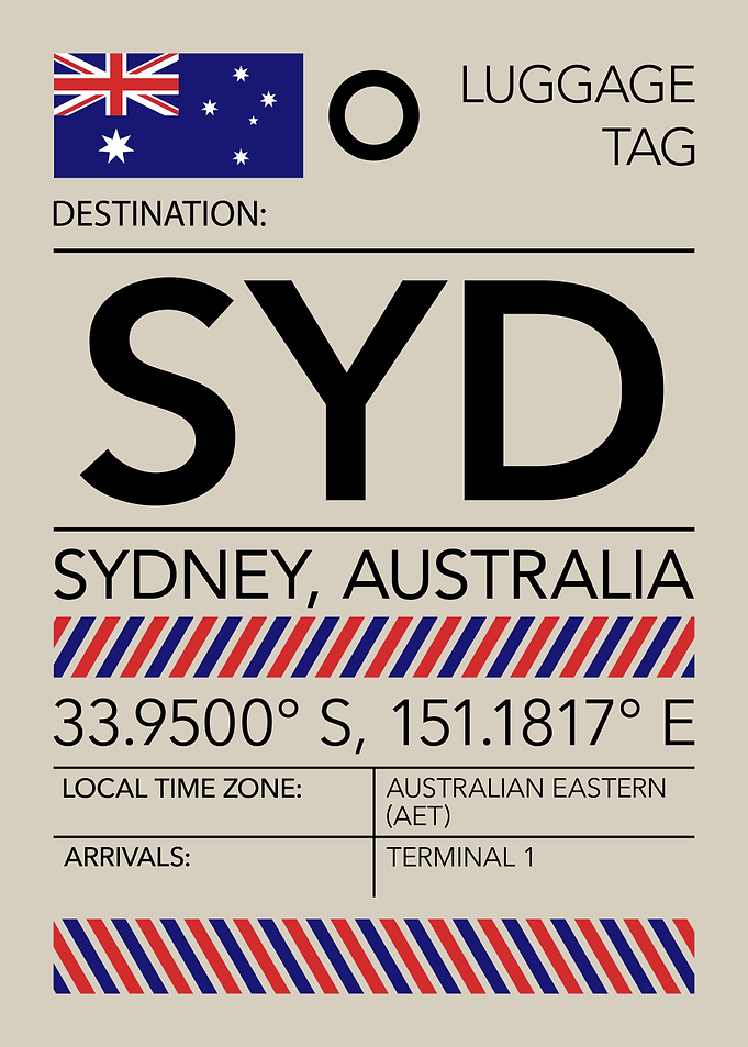 SYD Sydney, Australia Airport Luggage Tag