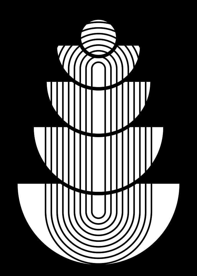 Abstract Black and White Geometric Tower