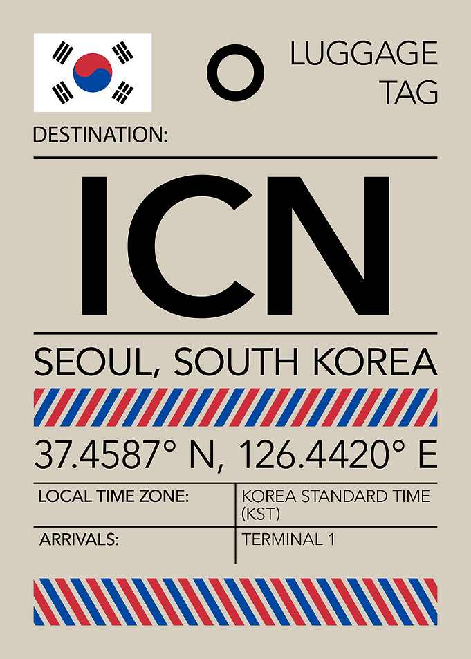 ICN Seoul, South Korea Airport Luggage Tag