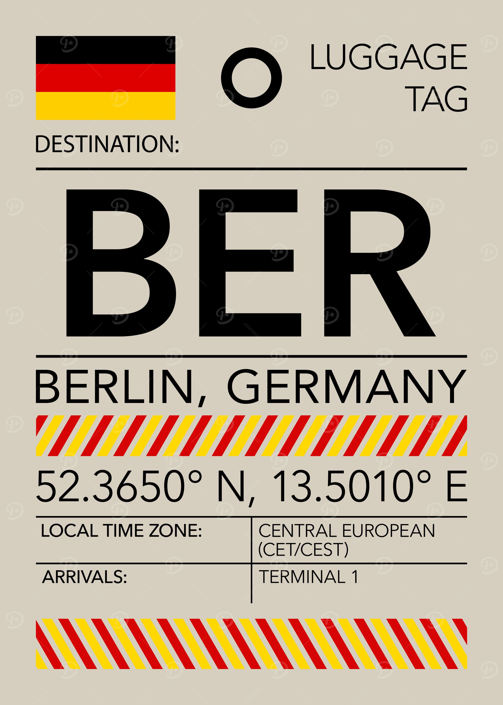 BER Berlin, Germany Airport Luggage Tag
