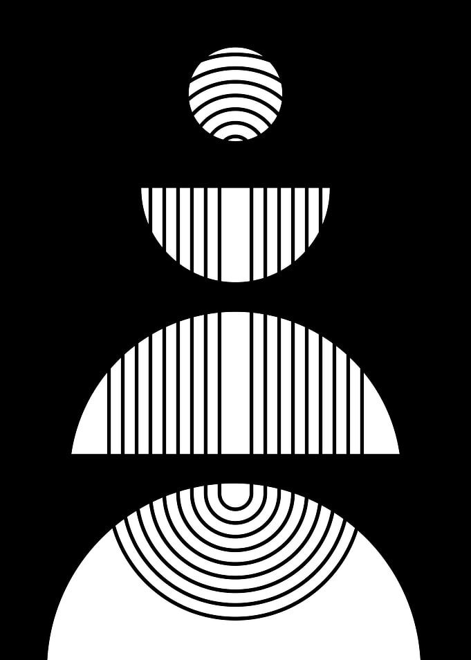 Abstract Black and White Geometric Shapes