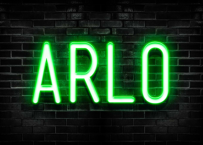 Arlo Neon Sign on Brick Wall