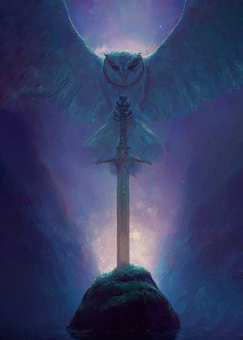 Owl Sword Stone Fantasy