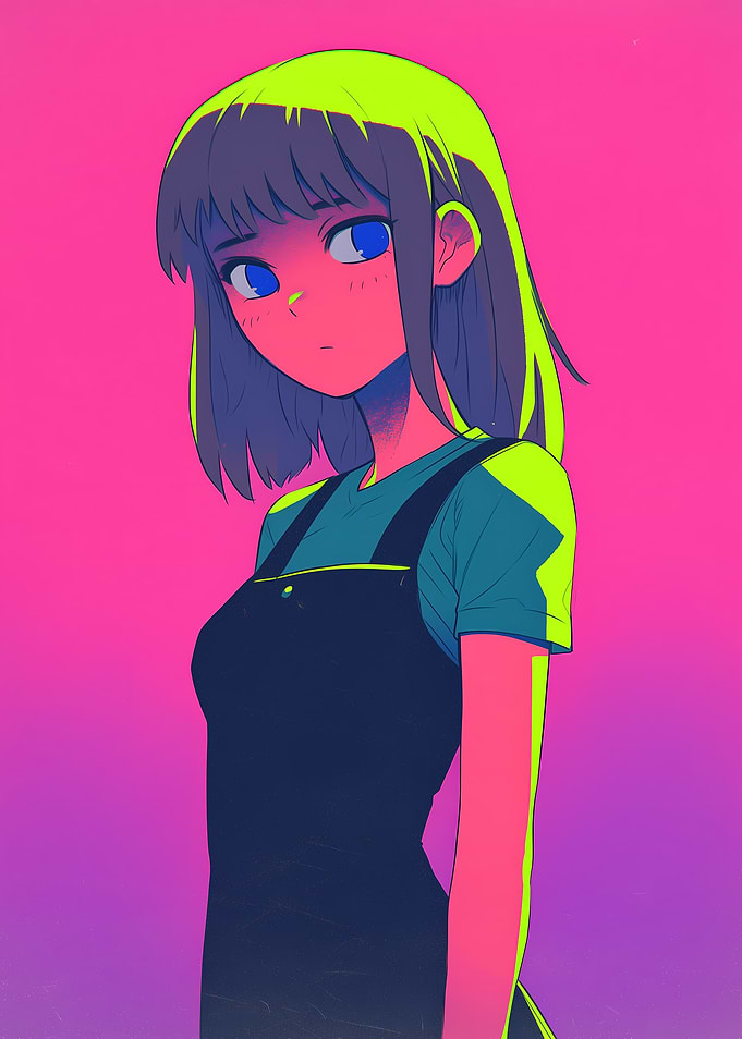 Anime Girl with Neon Accents