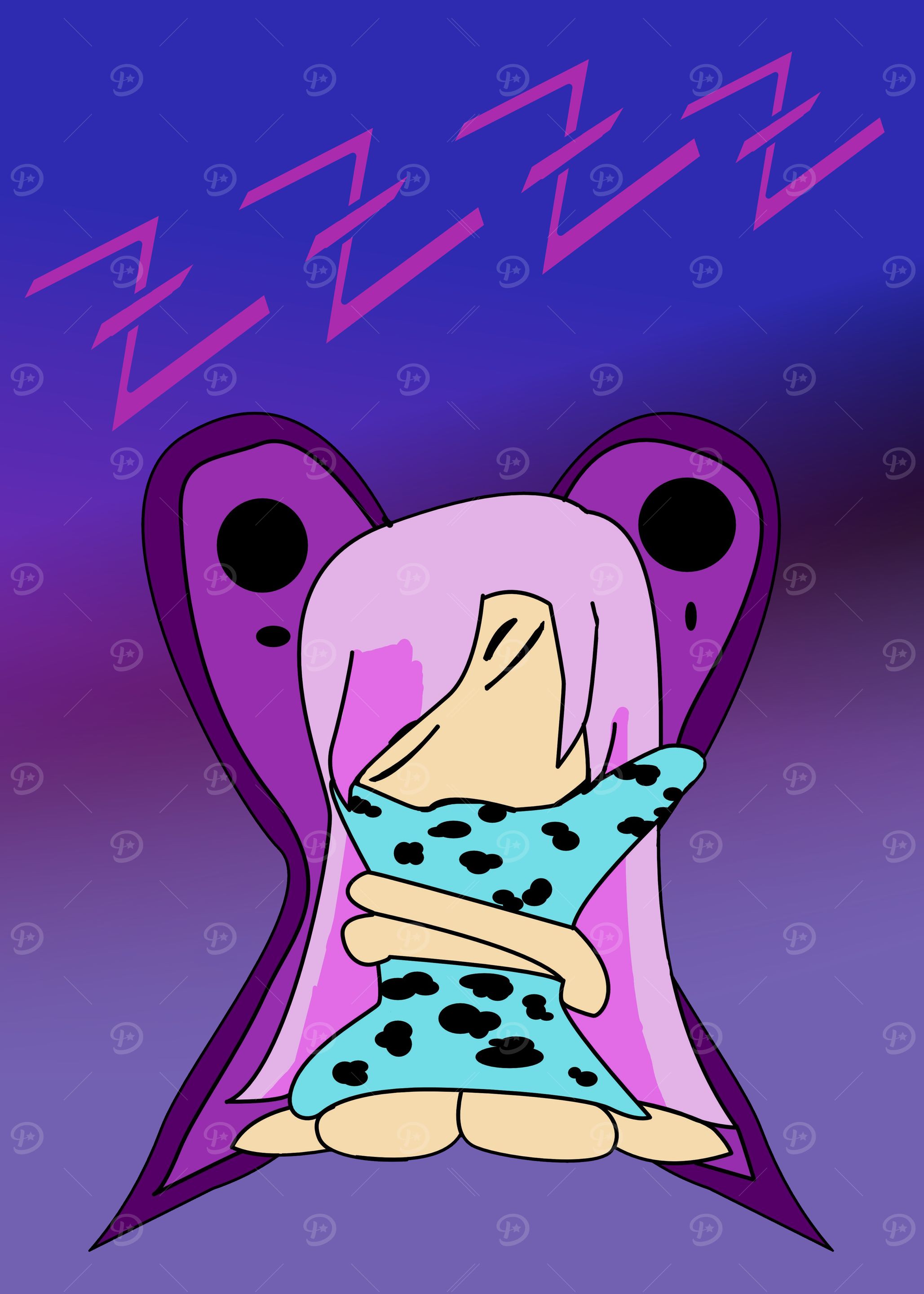 Sleeping Cartoon Character with Butterfly Wings