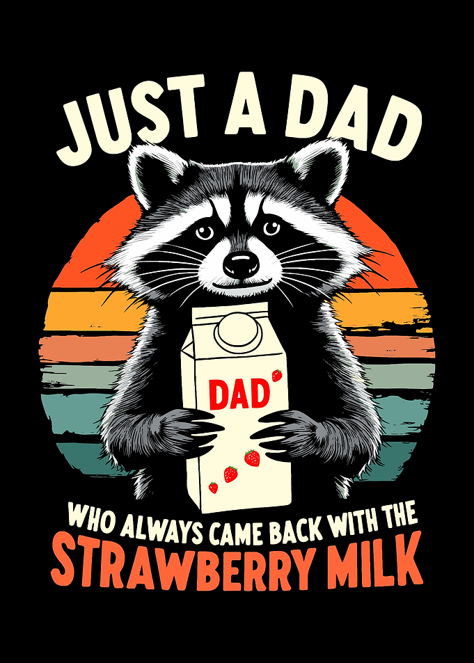 Raccoon Dad Strawberry Milk Graphic